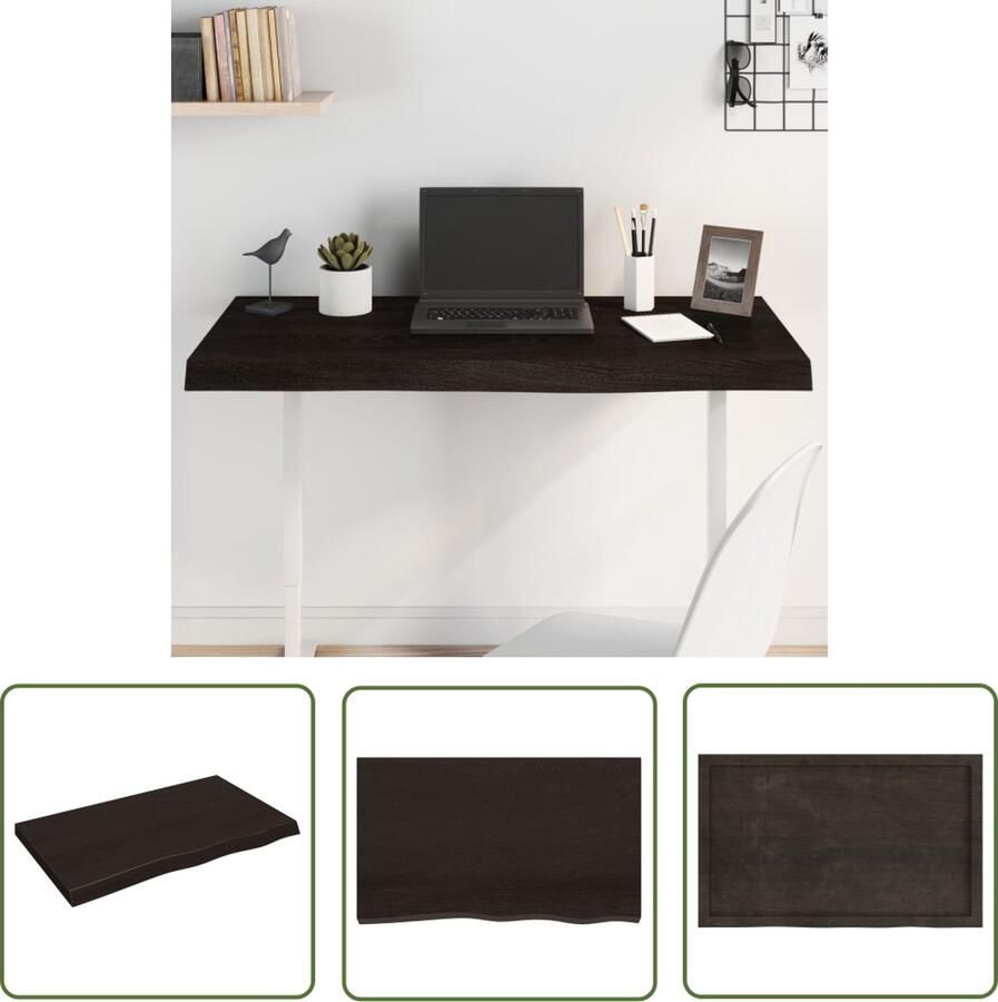 The Living Store Eikenhouten Tafelblad Donkergrijs 100 x 60 x 6 cm Met Natuurlijke Rand Tafelblad Eikenhouten Tafelblad Donkergrijs Tafelblad Tafelscherm Salontafel