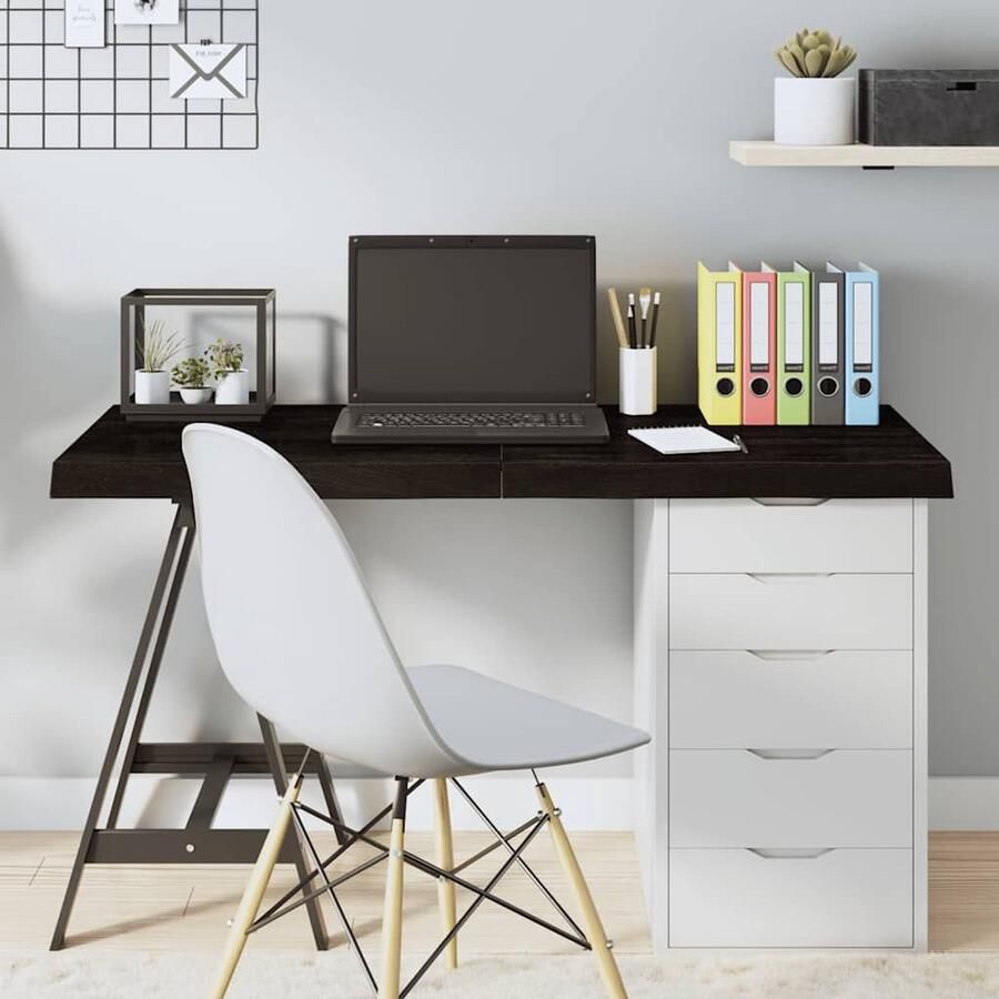 The Living Store Massief Eikenhouten Tafelblad 120 x 40 x 6 cm Donkergrijs Tafelblad Eikenhouten Tafelblad Massief Eikenhout Vintage Tafelblad Industriële Tafel