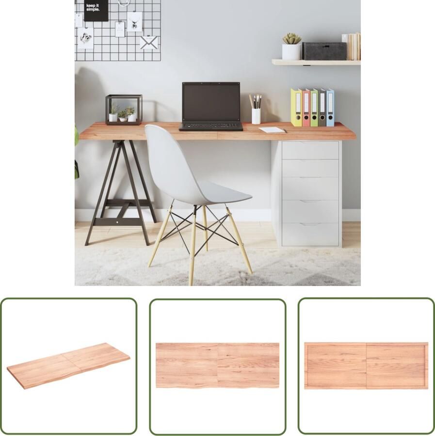 The Living Store Vervangend Tafelblad Massief Eikenhout 160 x 60 x 4 cm Lichtbruin Tafelblad Eikenhouten Tafelblad Massief Eikenhout Vintage Tafelblad Salontafel