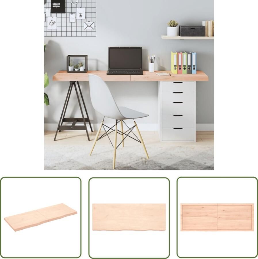 The Living Store Eikenhouten Tafelblad 160 x 60 x 6 cm Onbehandeld Natuurlijke Rand Tafelblad Eikenhouten Tafelblad Massief Eikenhout Tafelblad Vervangen Salontafel