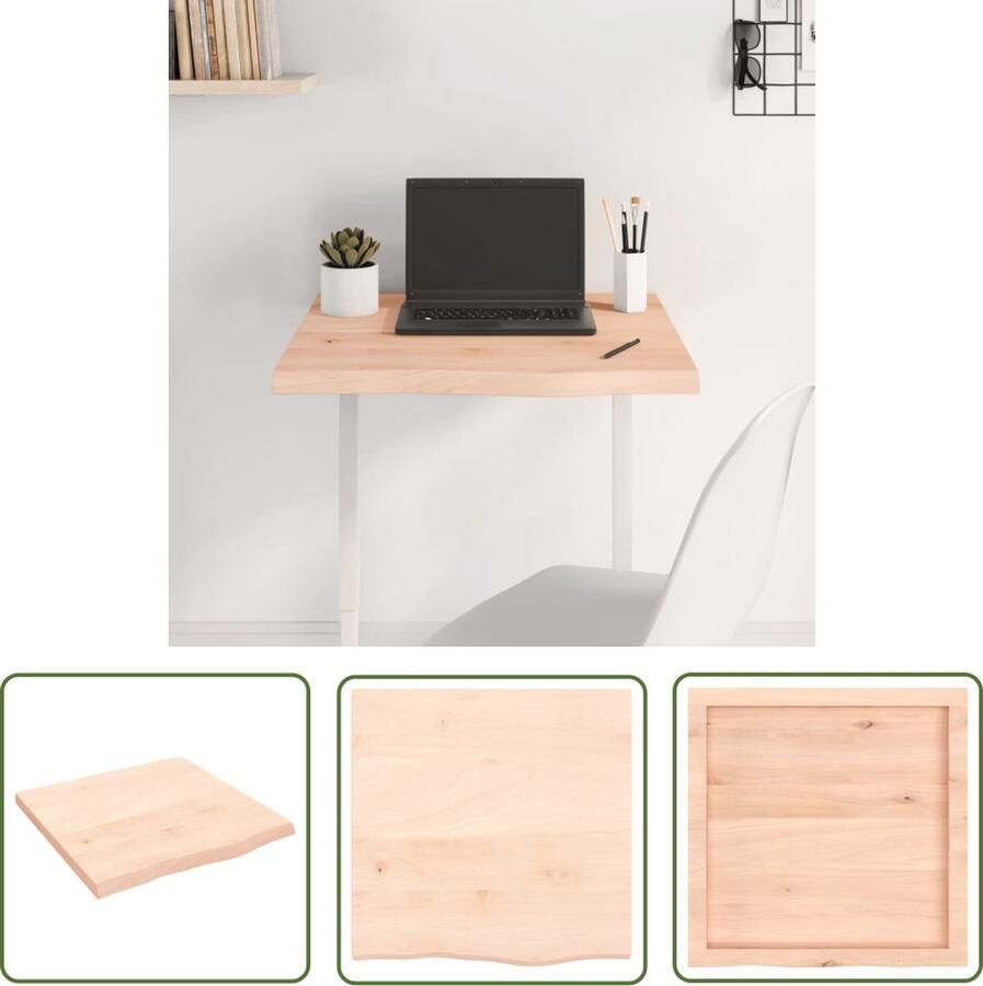 The Living Store Eikenhouten Tafelblad 60 x 60 x 4 cm Onbehandeld Natuurlijke Rand Tafelblad Eikenhouten Tafelblad Massief Eikenhout Tafeltje Salontafel