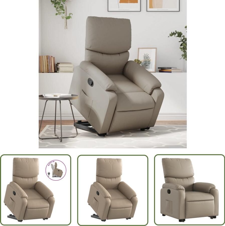 VidaXL Elektrisch Bedienbaar Stapelstoelen Sta-op-stoel kunstleer cappuccinokleurig Rolstoel Alternatief Ergonomische Stoel Rimless Stoel
