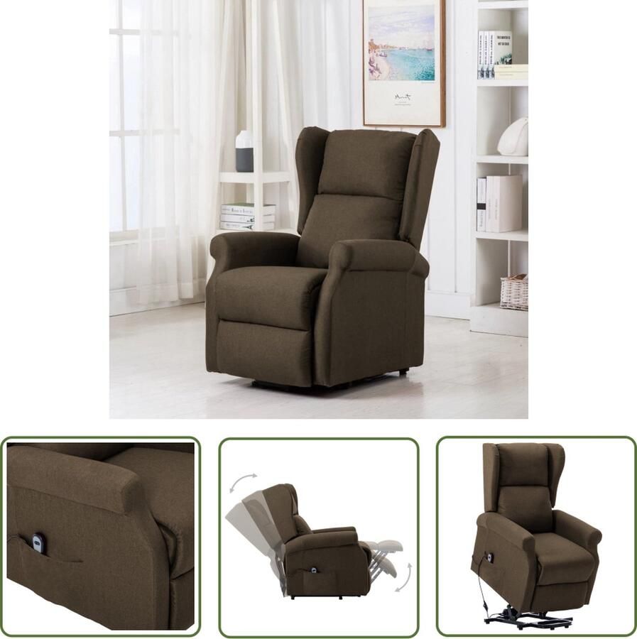 The Living Store Sta-op-stoel elektronisch bruin 77x89x108 cm verstelbaar Sta Op Stoel Elektrisch Bedienbare Stoel Rolstoel Alternatief Ergonomische Stoel Verrijdbare Stoel - Foto 2