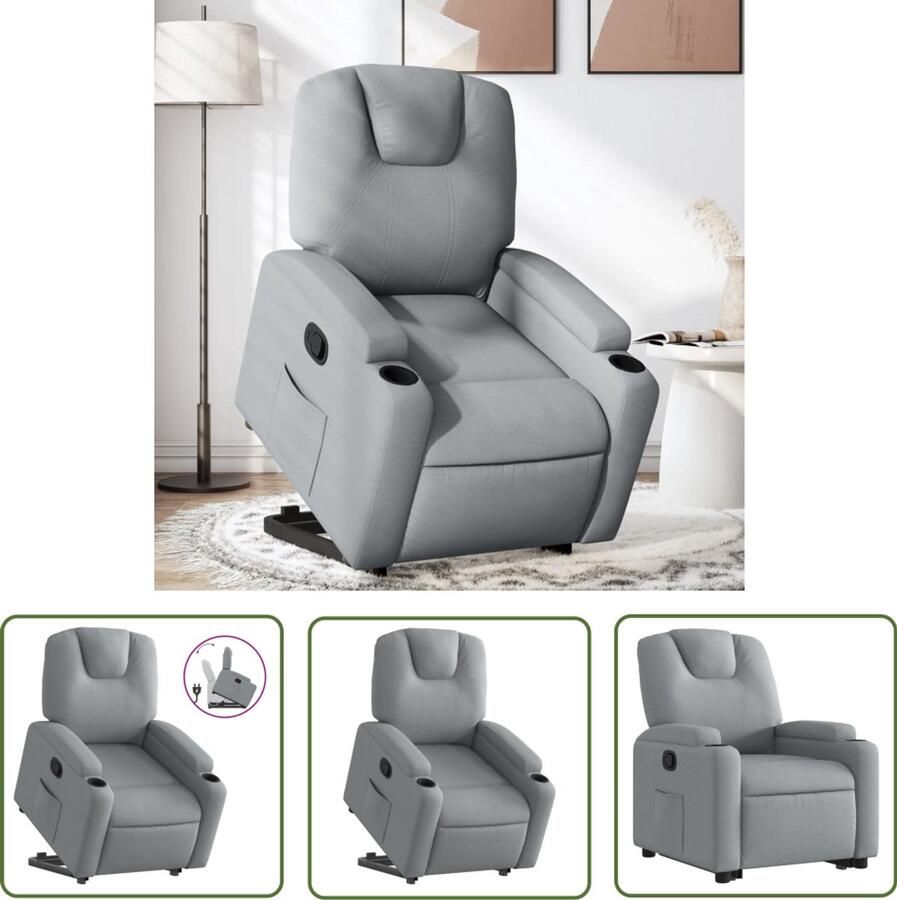 VidaXL Sta-op-stoel verstelbaar stof lichtgrijs Stapelstoel Elektrisch Bedienbare Stoel Verstelbare Stoel Ergonomische Stoel Zitmeubilair