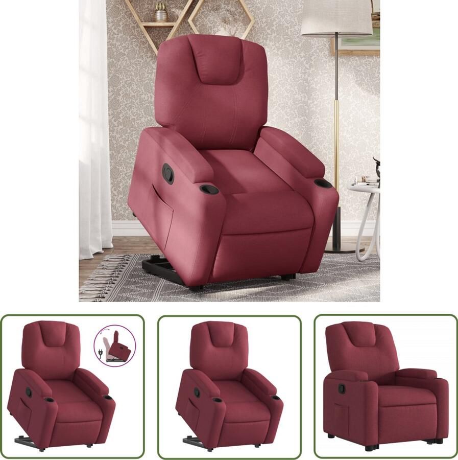 VidaXL Elektrisch Bedienbare Stoel Stapelstoelen Sta-op-stoel verstelbaar stof wijnrood Verstelbare Stoel Zitten En Liggen Ergonomische Stoel