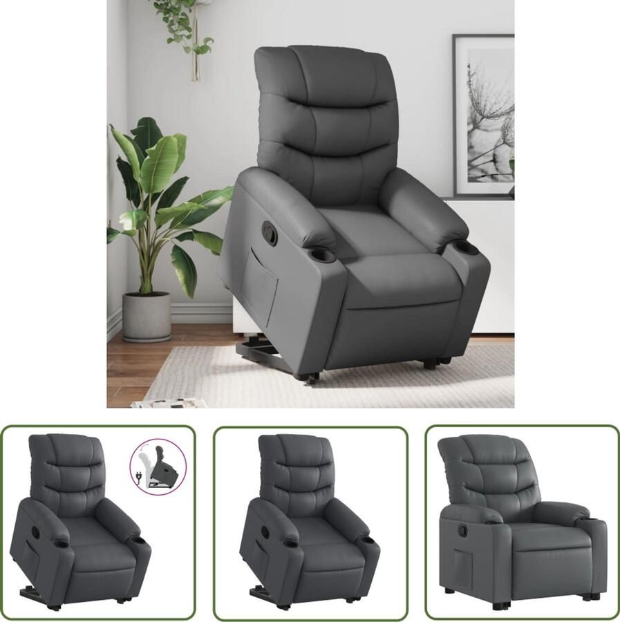 VidaXL Elektrisch Bediening Comfortstoelen Sta-op-stoel kunstleer grijs Sta Op Stoel Rolstoel Alternatief Zitzakken