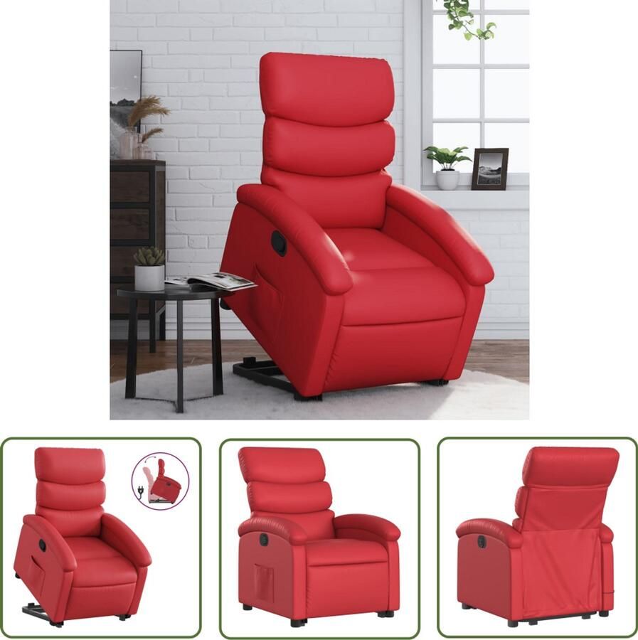 VidaXL Elektrisch Bediening Sta Op Stoel Sta-op-stoel kunstleer rood Rolstoelhoogte Zitzak Loungestoel