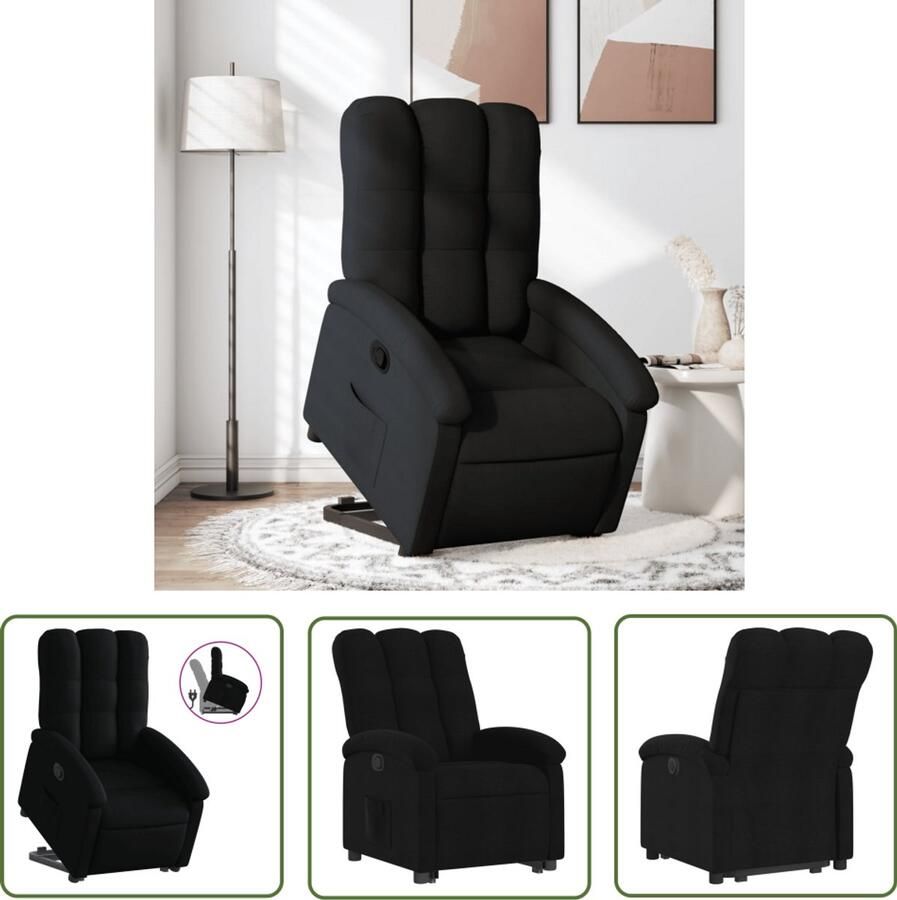 VidaXL Elektrisch Bediening Sta Op Stoel Sta-op-stoel verstelbaar stof zwart Ergonomische Stoel Rolstoelhoogte Inklapbare Stoel - Foto 3