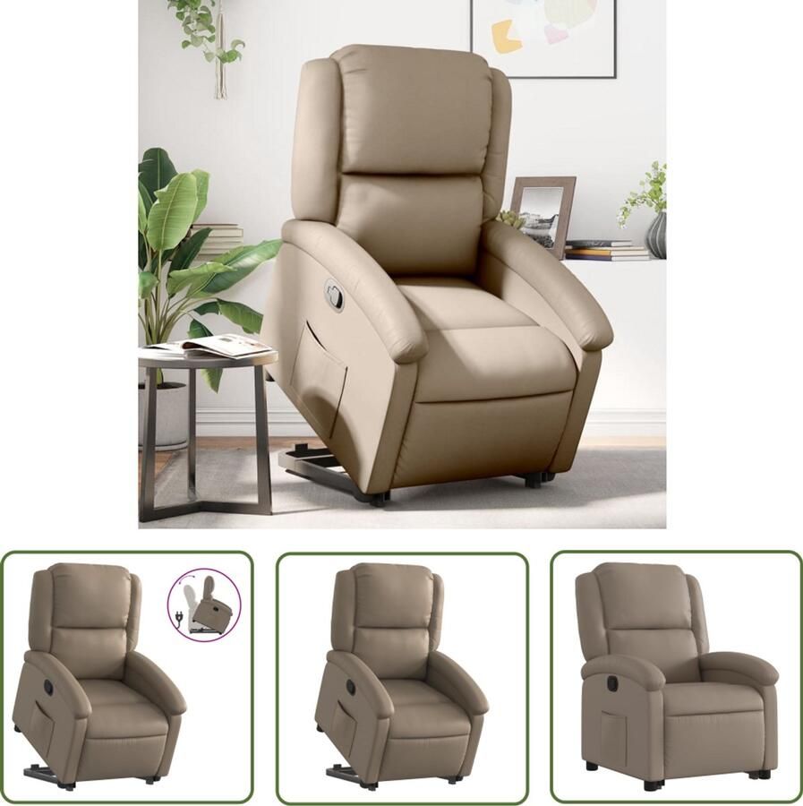 The Living Store Sta-op-stoel kunstleer cappuccinokleurig Verstelbare Stoel Elektrisch Bedienbaar Fauteuil Sta Op Stoel Zitcomfort