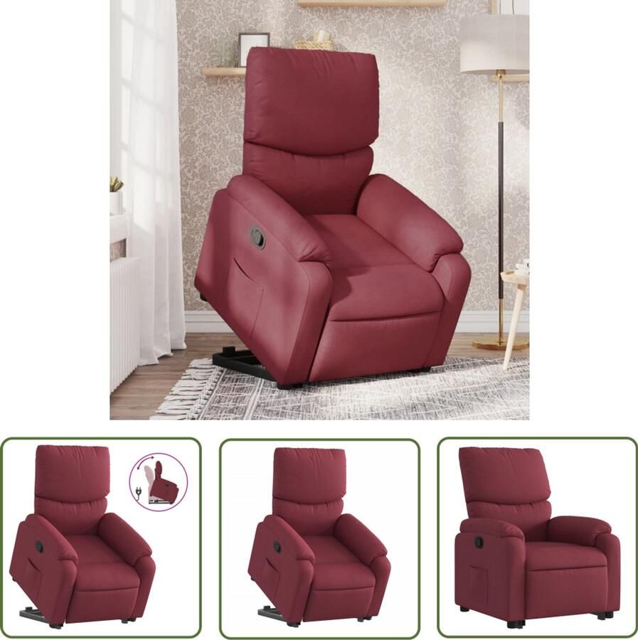 VidaXL Elektrisch Bediening Stapstoel Sta-op-stoel verstelbaar stof wijnrood Sta Op Stoel Ergonomische Stoel Lounge Stoel