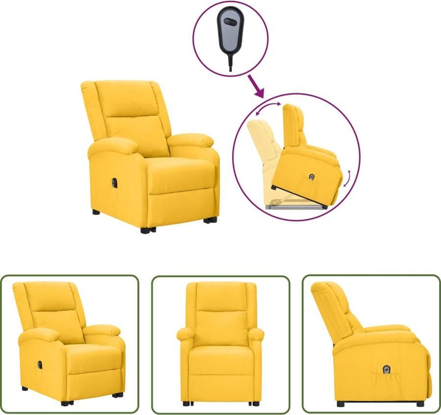 The Living Store Sta-opstoel Verstelbaar Geel 70x90.5x98.5 cm Heffunctie Sta-opstoel Elektrisch Verstellen Fauteuil Ergonomische Stoel Relaxfauteuil - Foto 3