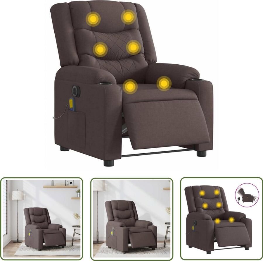 VidaXL Massagestoel elektrisch verstelbaar stof donkerbruin Massagestoel Elektrische Fauteuil Massagefauteuil Relaxstoel Ergonomische Stoel