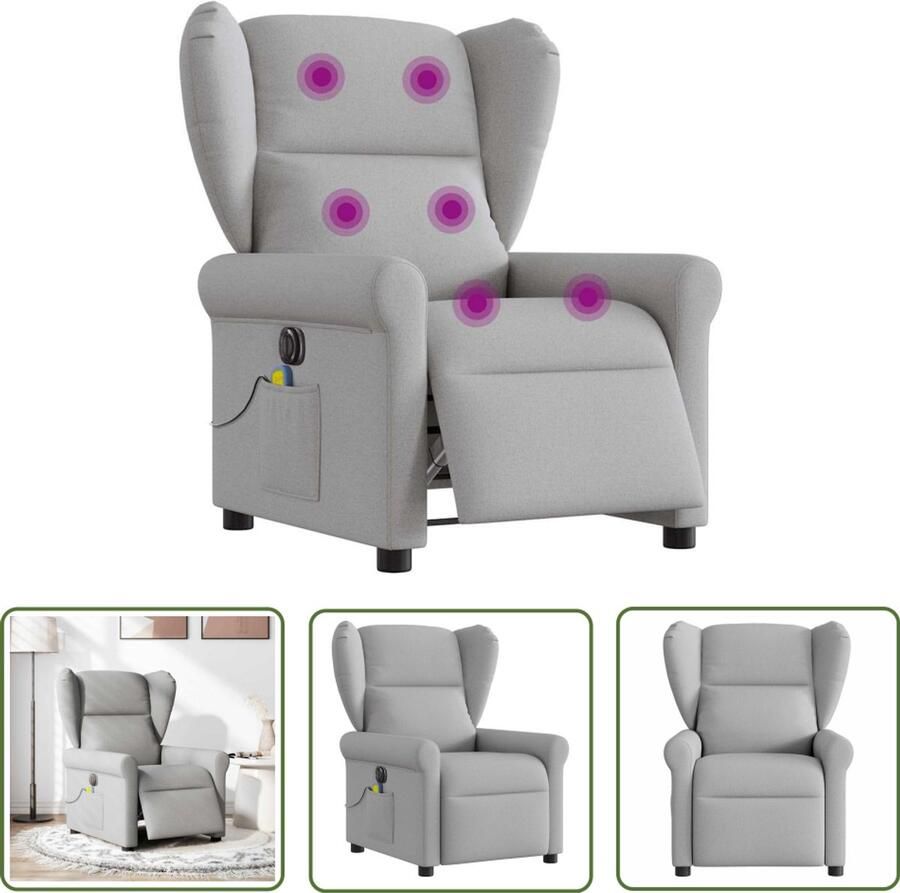 VidaXL Massagestoel elektrisch verstelbaar stof wolk grijs Massagestoel Elektrische Fauteuil Massagefauteuil Relaxstoel Ergonomische Stoel