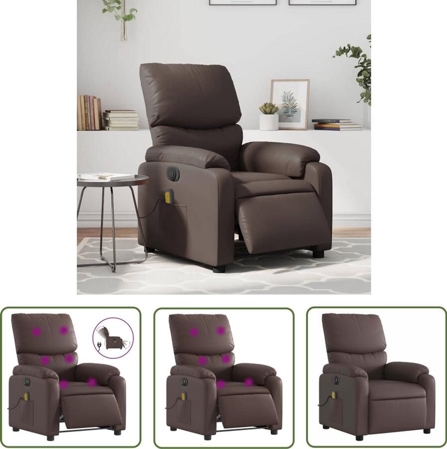 VidaXL Massagestoel verstelbaar elektrisch kunstleer bruin Massagestoel Elektrische Fauteuil Massagebank Relaxstoel Bruine Stoel