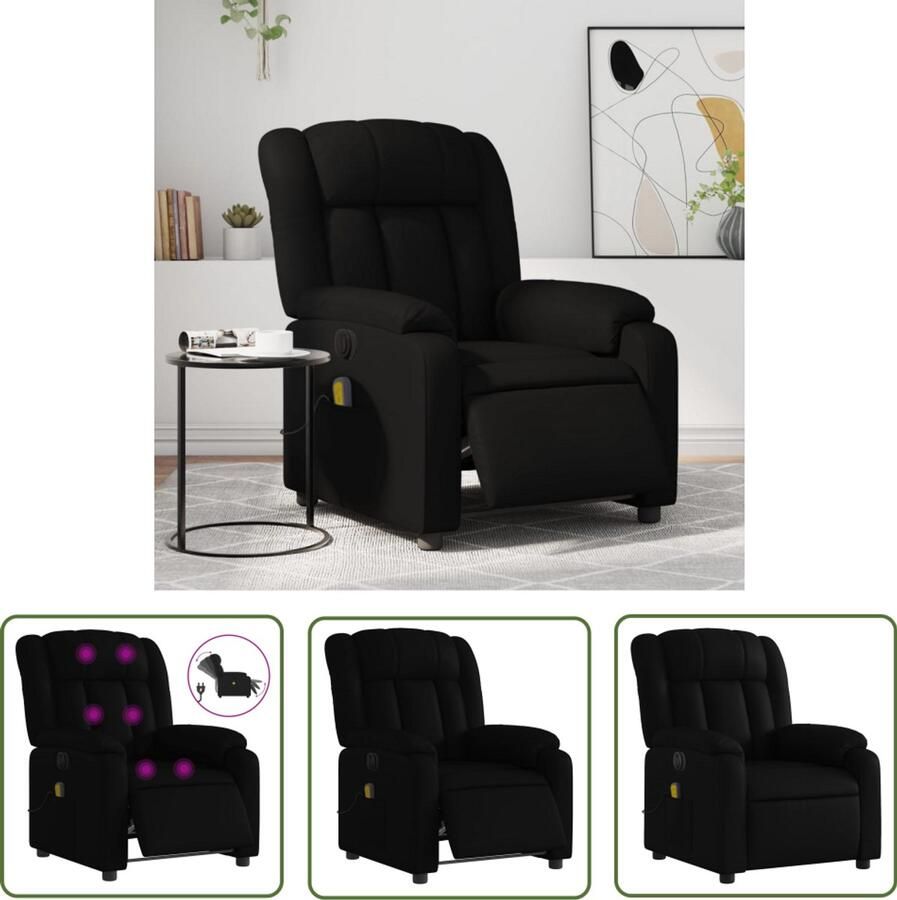 VidaXL Massagestoel verstelbaar elektrisch kunstleer zwart Massagestoel Elektrische Fauteuil Kunstleder Bank Lounge Stoel Relaxstoel