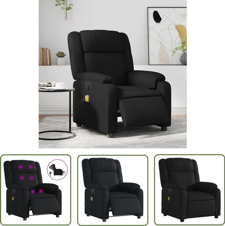 The Living Store Massagestoel verstelbaar elektrisch kunstleer zwart Massagestoel Elektrische Fauteuil Massagebank Relaxstoel Ergonomische Stoel
