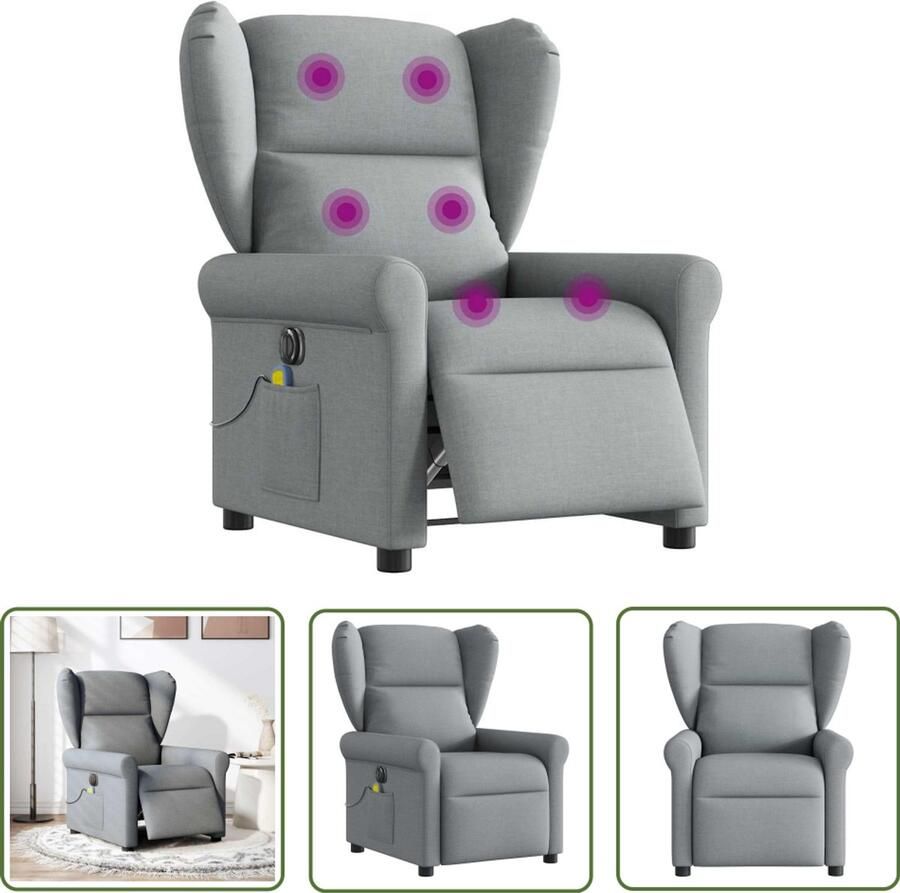 VidaXL Massagestoel elektrisch verstelbaar stof lichtgrijs Massagestoel Elektrische Massagestoel Verstelbare Fauteuil Massagefauteuil Ergonomische Stoel