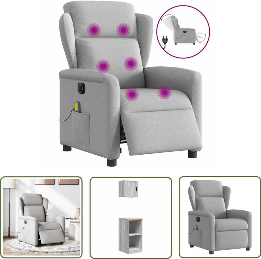 VidaXL Massagestoel elektrisch verstelbaar stof wolk grijs Massagestoel Elektrische Massagestoel Massagefauteuil Ergonomische Stoel Relaxstoel