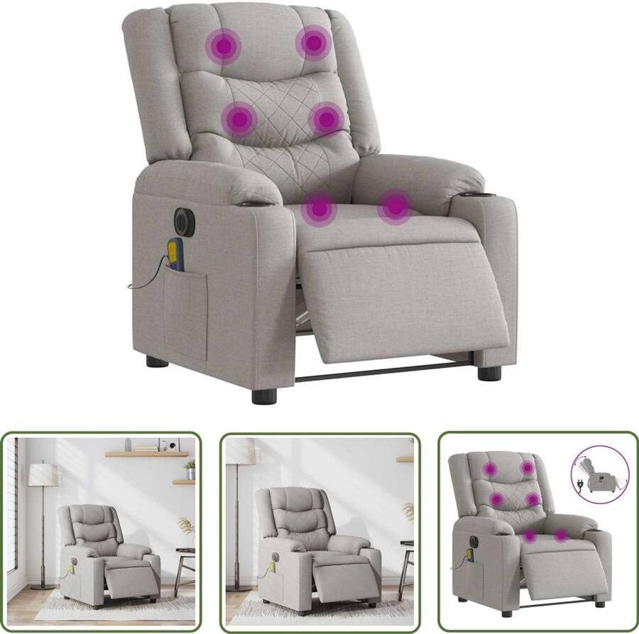 VidaXL Massagestoel elektrisch verstelbaar stof wolk grijs Massagestoel Elektrische Massagestoel Massagefauteuil Ergonomische Stoel Loungestoel
