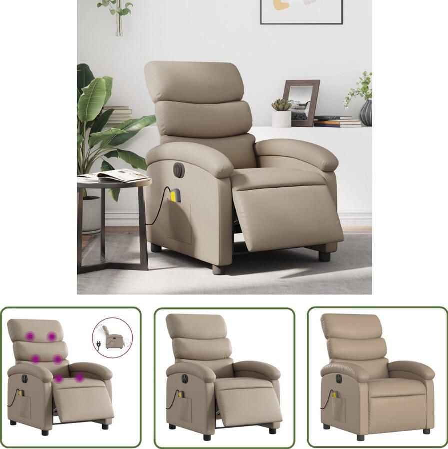 The Living Store Massagestoel verstelbaar elektrisch kunstleer cappuccinokleurig Massagestoel Elektrische Fauteuil Kapstok Lounge Stoel Relaxstoel