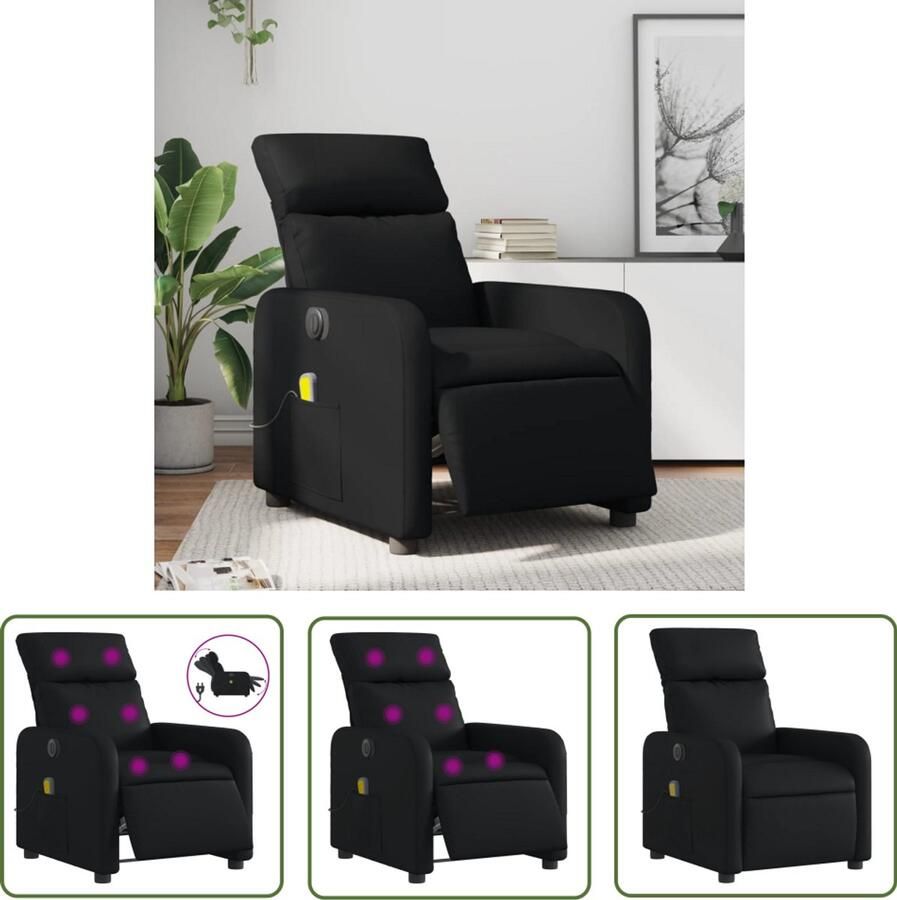 The Living Store Massagestoel verstelbaar elektrisch kunstleer zwart Elektrische Massagestoel Massagefauteuil Relaxstoel Ergonomische Stoel Lounge Stoel