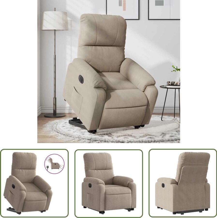 VidaXL Sta-op-stoel elektrisch verstelbaar microvezelstof taupe Sta-op-stoel Elektrische Stoel Ergonomische Stoel Fauteuil Lounge Stoel