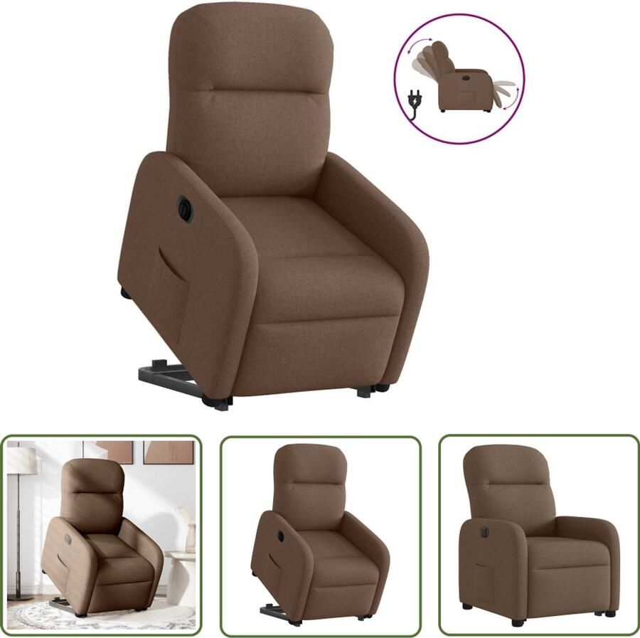 VidaXL Sta-op-stoel elektrisch verstelbaar stof bruin Sta-op-stoel Elektrische Stoel Ergonomische Stoel Luxe Stoel Fauteuils