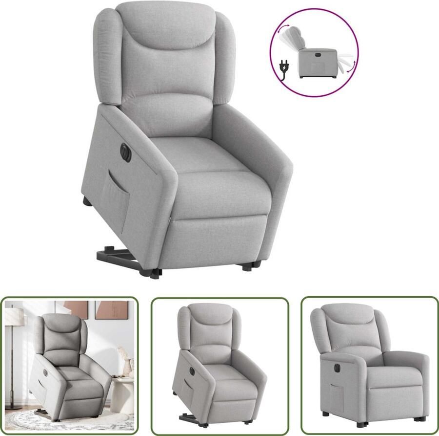 VidaXL Sta-op-stoel elektrisch verstelbaar stof wolk grijs Sta-op-stoel Elektrische Stoel Ergonomische Stoel Fauteuil Loungestoel