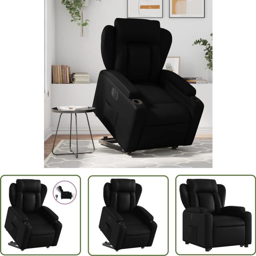 The Living Store Sta-op-stoel elektrisch kunstleer zwart Elektrische Sta-op-stoel Sta-opstoel Rolstoelhoogte Ergonomische Stoel Comfortstoel