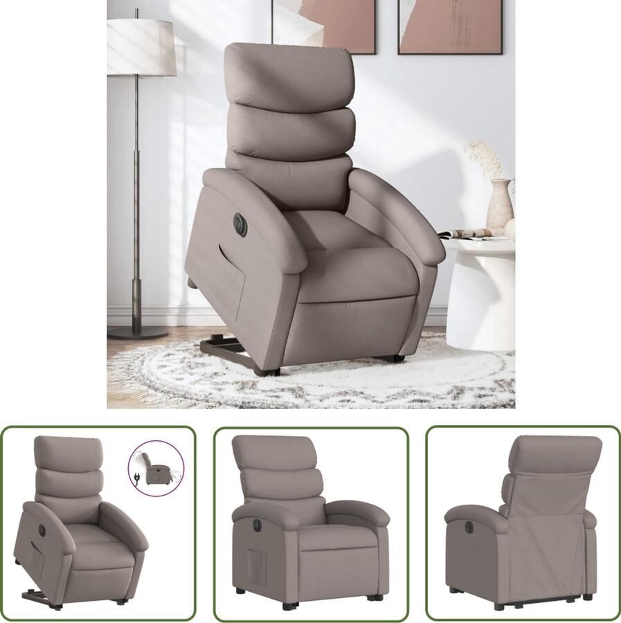 VidaXL Elektrische Stoel Sta Op Stoel Sta-op-stoel elektrisch verstelbaar stof taupe Loungestoel Fauteuils Relaxfauteuil