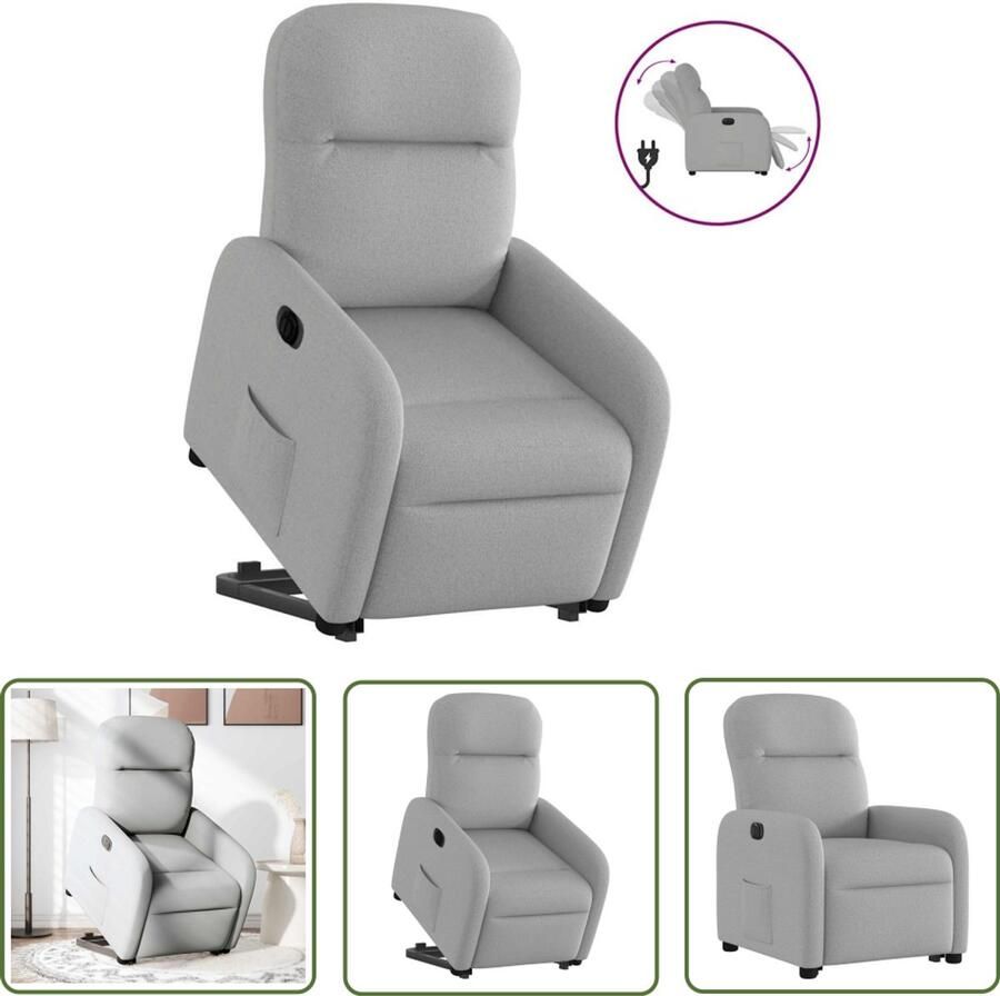 VidaXL Elektrische Stoel Sta Op Stoel Sta-op-stoel elektrisch verstelbaar stof wolk grijs Rolstoelhoogte Ergonomische Stoel Fauteuil