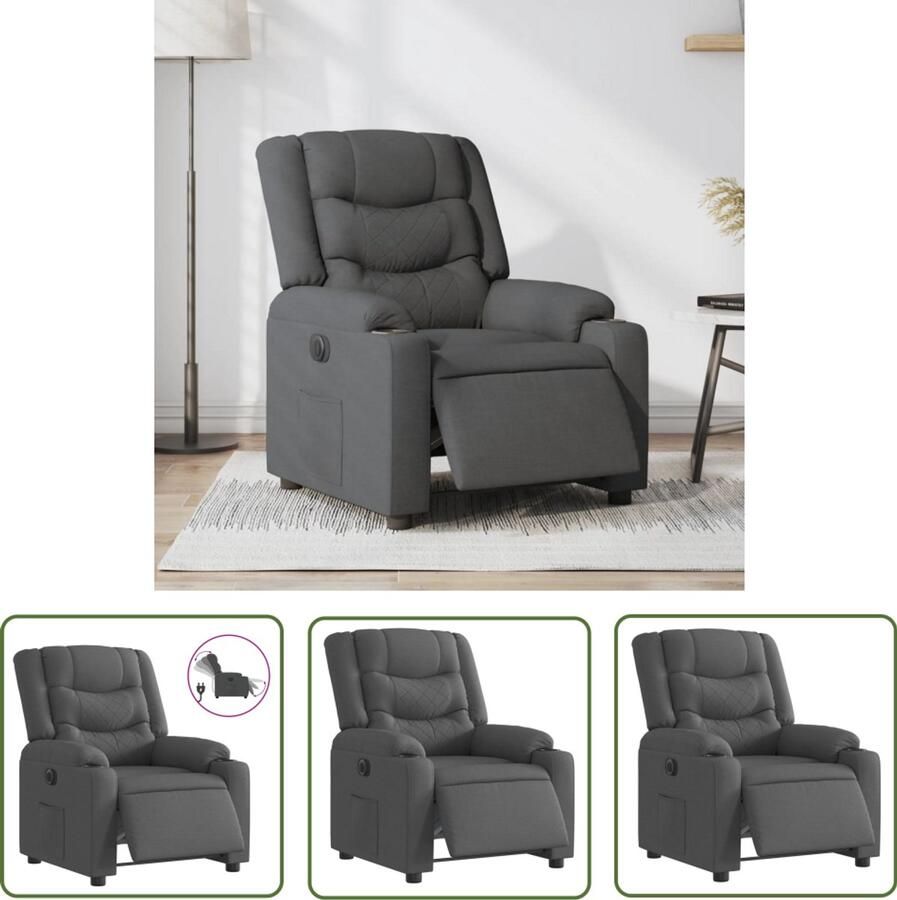 VidaXL Fauteuil elektrisch verstelbaar stof donkergrijs Elektrische Fauteuil Elektrische Verstelbare Stoel Loungestoel Relaxfauteuil Donkergrijze Fauteuil