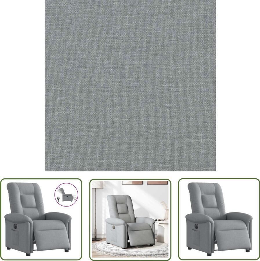 VidaXL Fauteuil elektrisch verstelbaar stof lichtgrijs Elektrische Fauteuil Elektrische Verstelbare Stoel Loungestoel Relaxfauteuil Comfortstoel