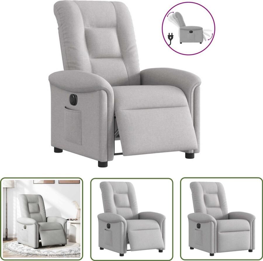 VidaXL Fauteuil elektrisch verstelbaar stof wolk grijs Elektrische Fauteuil Elektrische Verstelbare Stoel Loungestoel Relaxfauteuil Comfortstoel