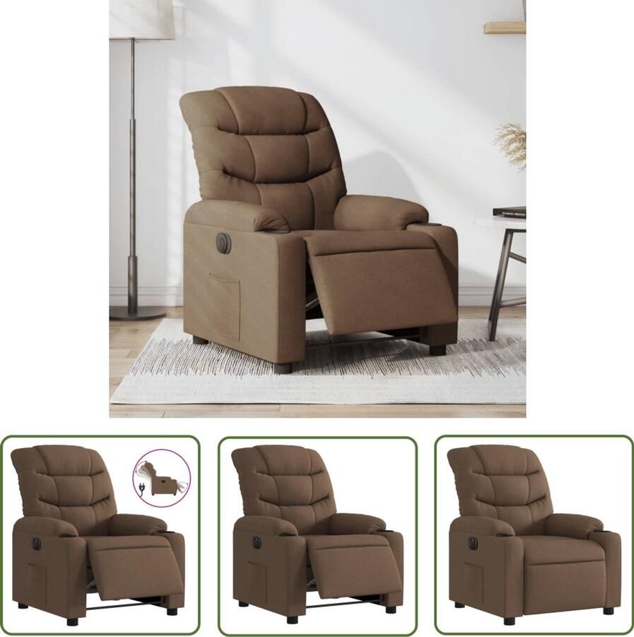 VidaXL Fauteuil verstelbaar elektrisch stof bruin Elektrische Fauteuil Elektrische Verstelbare Stoel Verstelbare Lounge Chair Comfortstoel Bruine Fauteuil