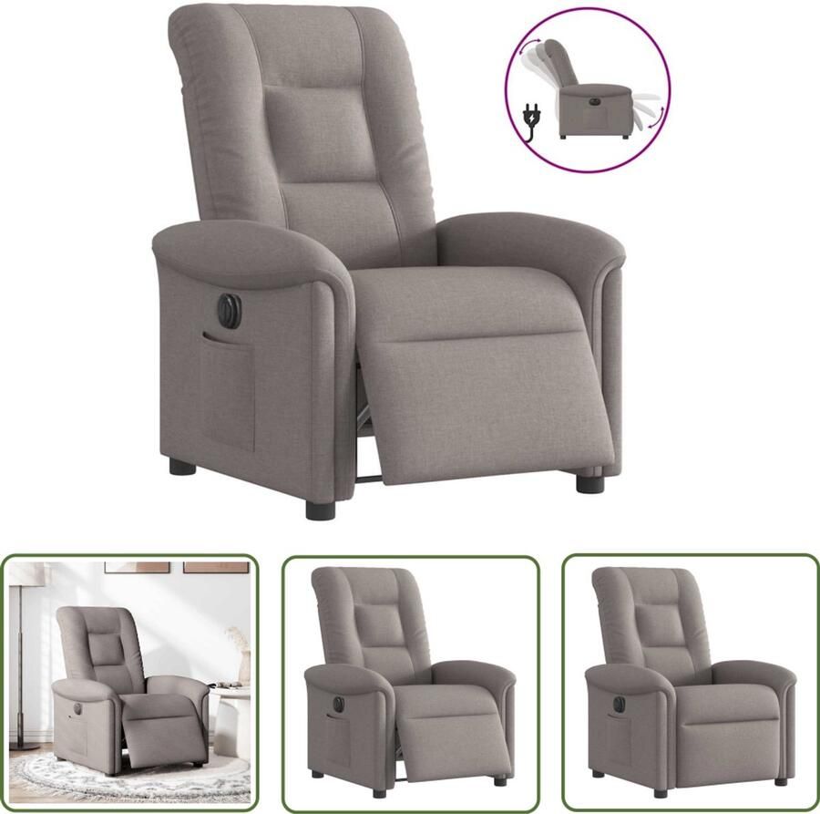 VidaXL Fauteuil verstelbaar elektrisch stof taupe Elektrische Fauteuil Elektrische Verstelbare Stoel Lounge Stoel Relaxfauteuil Fauteuils