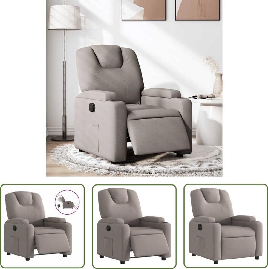 The Living Store Fauteuil verstelbaar elektrisch stof taupe Elektrische Fauteuil Elektrische Verstelbare Fauteuil Loungefauteuil Comfortfauteuil Zitstoel