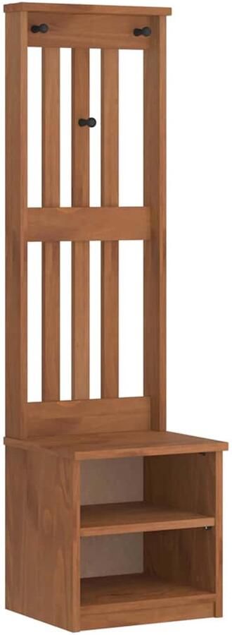 The Living Store Halboom SANDENS 45x40x159 5 cm massief grenenhout Halstandaard Ingangskasten Garderobe Houten Kast Opbergmeubels