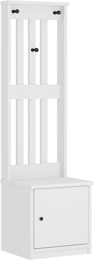 VidaXL Halboom SANDNES wit 45x40x159 5 cm massief grenenhout Halstandaard Entreespiegel Garderobe Kast Houten Haltafel Vintage Halrek