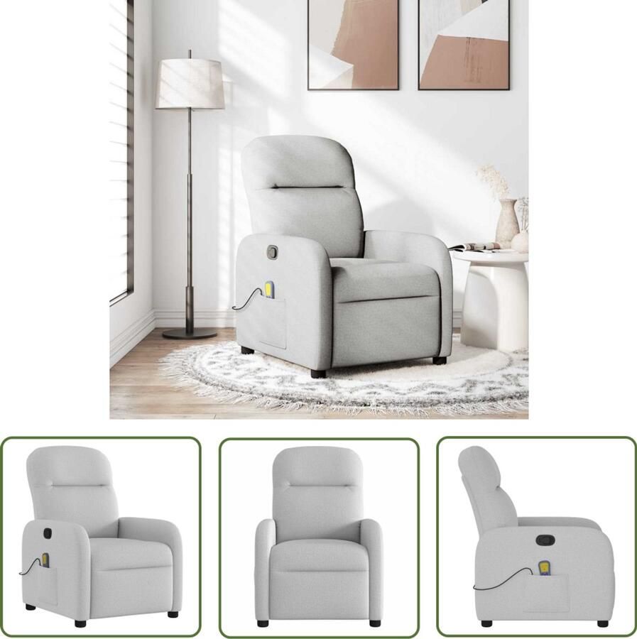 VidaXL Massagestoel verstelbaar stof wolk grijs Massagestoel Ergonomisch Relaxstoel Lounge Stoel Elektrische Massage