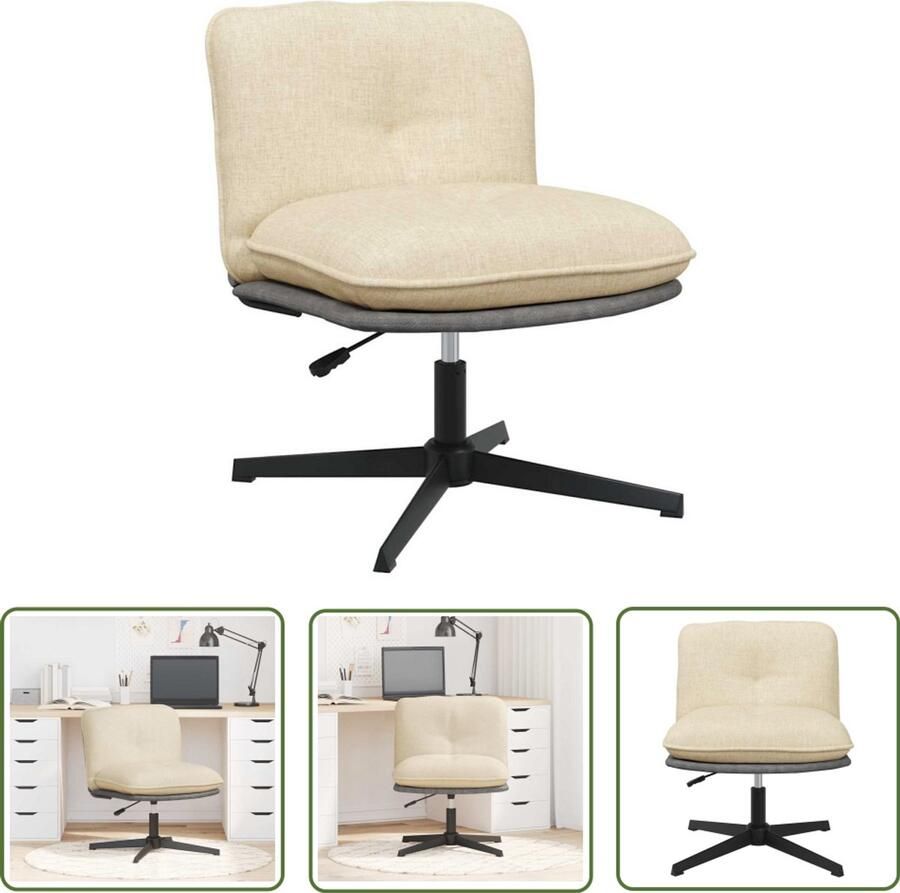VidaXL Kantoorstoel draaibaar stof crèmekleurig Draaibare Kantoorstoel Ergonomische Stoel Bureaustoel Kantooraccessoires Home Office