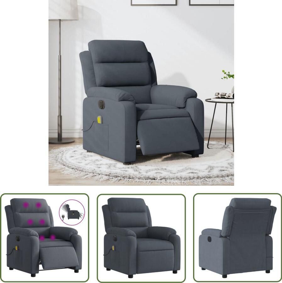 VidaXL Massagestoel elektrisch verstelbaar fluweel donkergrijs Massagestoel Ergonomische Stoel Relaxstoel Fluweel Stoel Elektrische Fauteuil