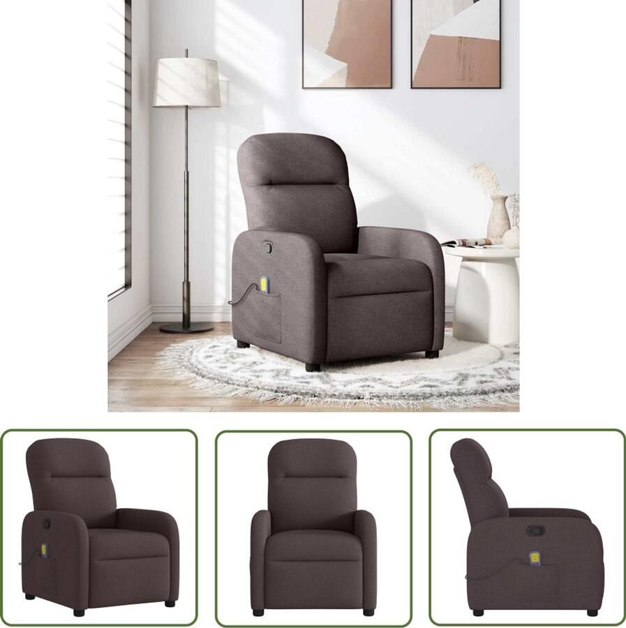 VidaXL Massagestoel verstelbaar stof donkerbruin Massagestoel Ergonomische Stoel Relaxstoel Lounge Stoel Elektrische Massage