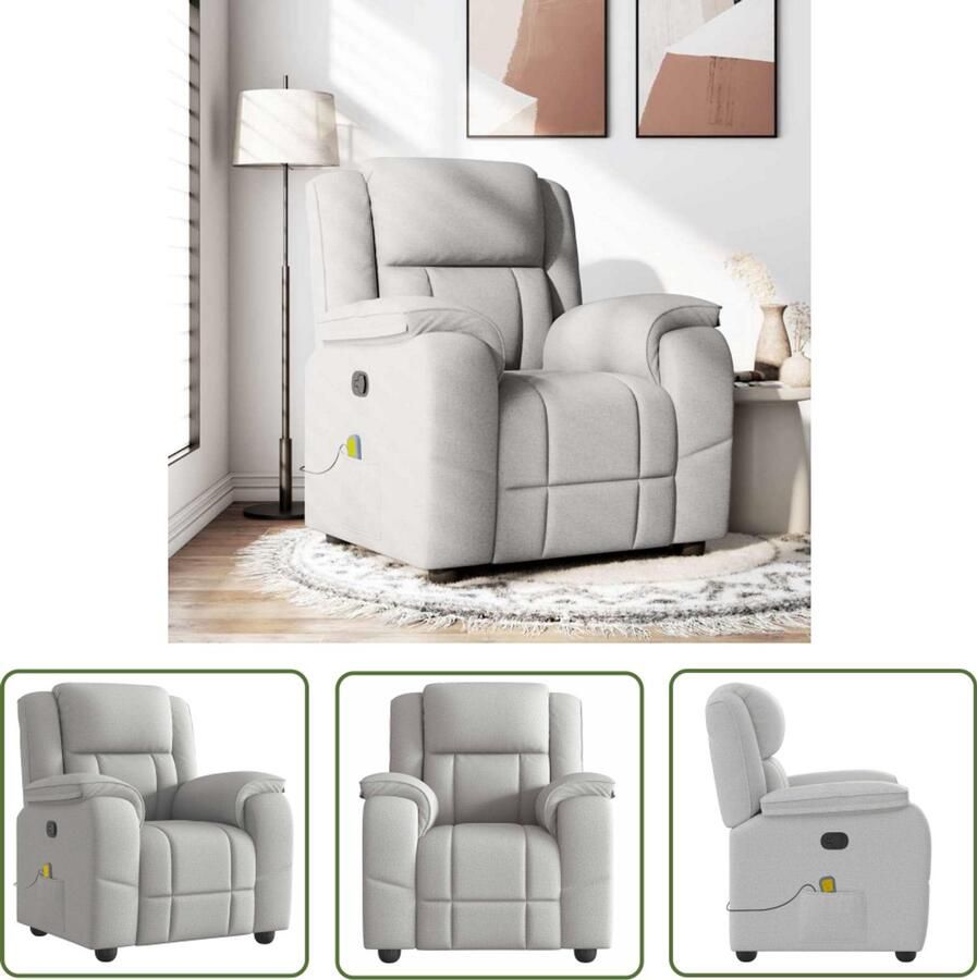 VidaXL Massagestoel verstelbaar stof wolk grijs Massagestoel Ergonomische Stoel Relaxstoel Comfortstoel Elektrische Massage