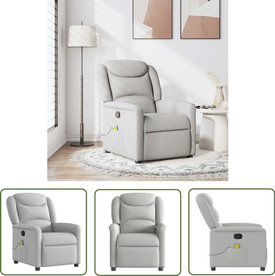 VidaXL Massagestoel verstelbaar stof wolk grijs Massagestoel Ergonomische Stoel Relaxstoel Comfortstoelen Elektrische Massager