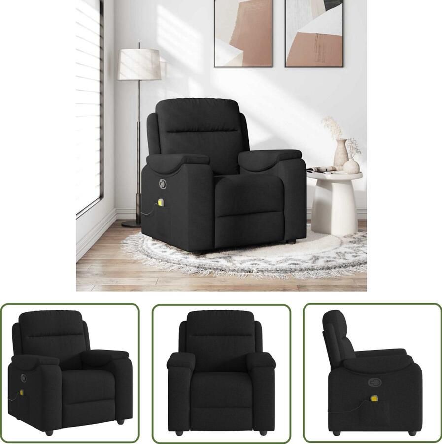 VidaXL Massagestoel verstelbaar stof zwart Massagestoel Ergonomische Stoel Relaxstoel Elektrische Massage Trillingmassage