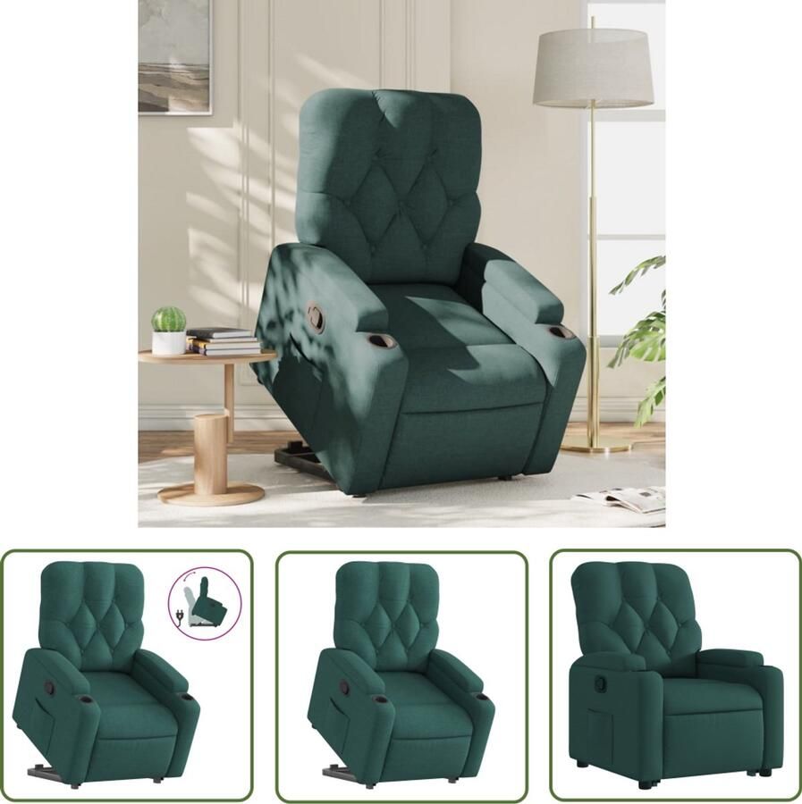 VidaXL Sta-op-stoel verstelbaar stof donkergroen Stapelstoelen Ergonomische Stoel Elektrisch Bedienbare Stoel Verstelbare Stoel Zitzak