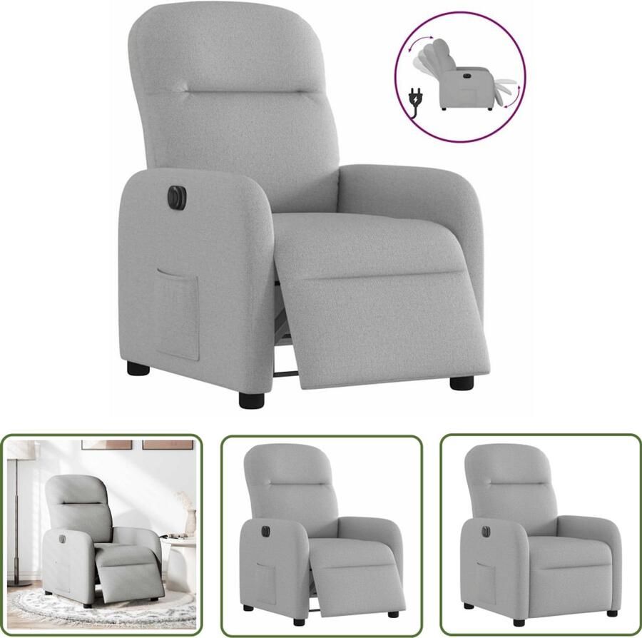 VidaXL Fauteuil Elektrische Fauteuil elektrisch verstelbaar stof wolk grijs Lounge Stoel Relaxstoel Zitzak