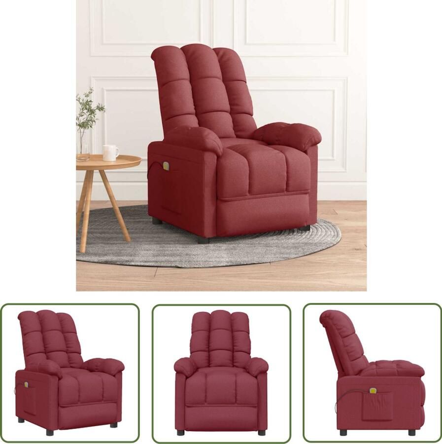 VidaXL Massagestoel stof wijnrood Massagestoel Fauteuil Massage Relaxen Ergonomisch