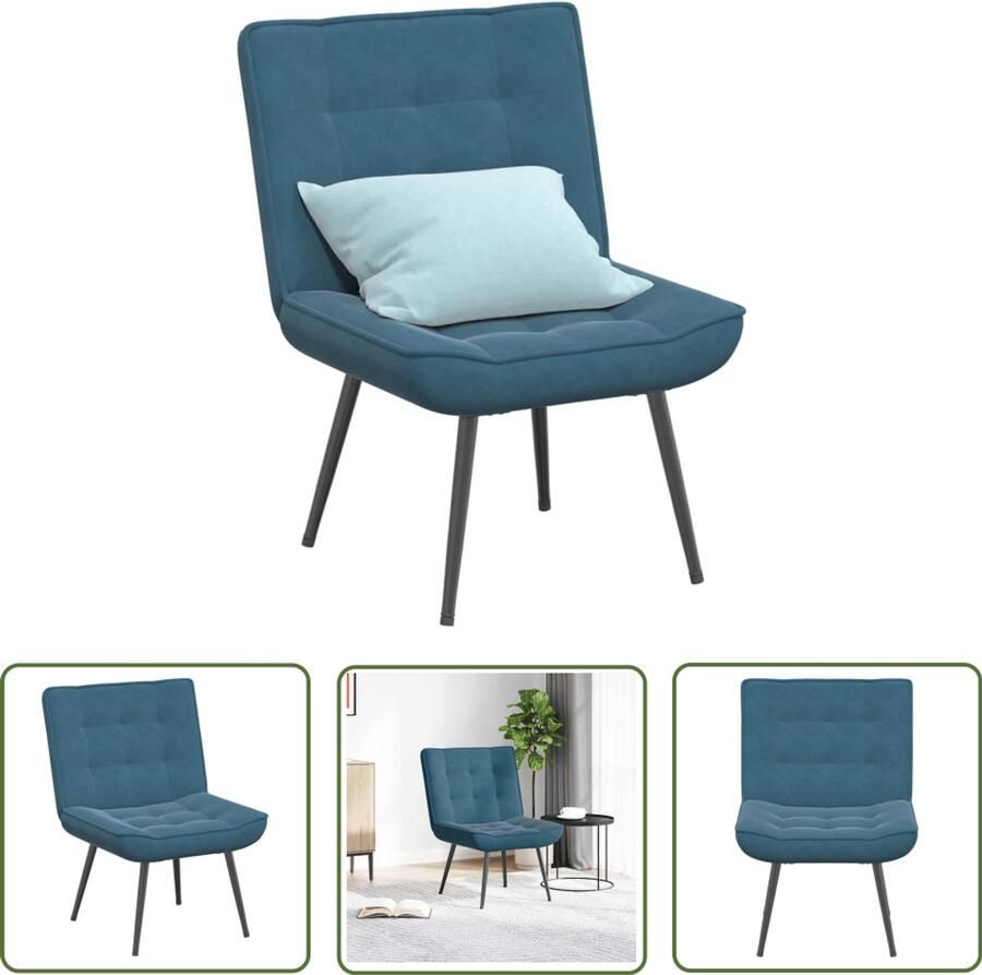 VidaXL Fauteuil Relaxfauteuil Relaxstoel 64x74x84 cm fluweel blauw Lounge Stoel Fluweel Stoel Blauwe Stoel